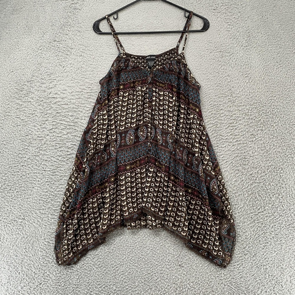 Wet Seal Y2K Tank Top Womens Small Brown Boho Paisley Flowy Fairy Woodland